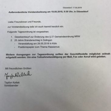Außerordentliche Vorstandssitzung des Landesintegrationsrates und Vorsitzendentreff