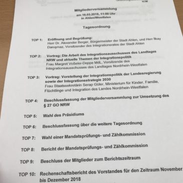 Mitgliederversammlung des Landesintegrationsrates in Ahlen