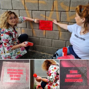 Aktion mit Sprühkreide in Flingern