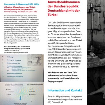 Vortragsreihe „60 Jahre Anwerbeabkommen der Bundesrepublik Deutschland mit der Türkei“